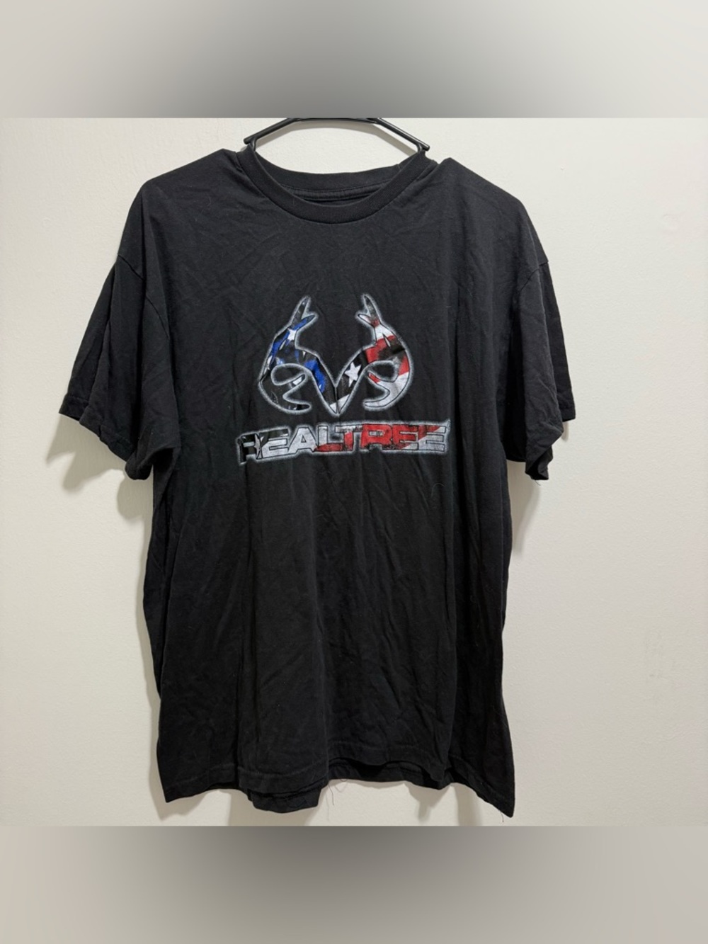 Realtree Shirt Men's XL Black USA Antler Logo Cotton Hunting Tee